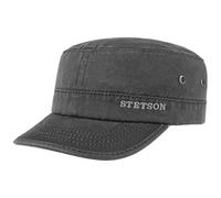 Stetson Datto Men's Army Cap - Water-Repellent Cotton Cap - Summer/Winter - Army Cap with UV 40+ Sun Protection - Washed Leather Look (Oilskin) - Urban Cap Black S (54-55 cm)