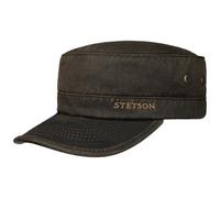 Stetson Datto Winter Army Cap for Men - Cotton Military Cap - UV Protection (40+) - Water-Shedding Material - Lined - Fall/Winter Brown L (58-59 cm)
