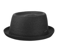 Stetson Dawson Black Pork Pie Men’s - Summer hat with UV Protection 40 - Paper Straw Beach hat - Straw hat with Braided Pattern - Spring/Summer Sun hat Black XL (60-61 cm)