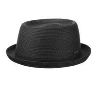 Stetson Dawson Black Pork Pie Men Summer Hat UV Protection 40 Paper Straw Beach Hat Braided Pattern Spring Summer