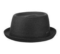 Stetson Dawson Black Pork Pie Men’s - Summer hat with UV Protection 40 - Paper Straw Beach hat - Straw hat with Braided Pattern - Spring/Summer Sun hat Black XL (60-61 cm)