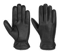 Stetson Deer Cashmere Leather Gloves for Men - Made from 100% Deerskin - Lined with 100% Cashmere - Finger Gloves with Gathering & Discreet Decorative Stitching - Autumn/Winter Black 9 1/2 HS