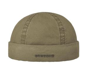 Stetson Delave Organic Cotton Docker Cap Men - Made in the EU - Sustainable 100% Organic Cotton - UV Protection 40+ - Plain Full Cap Harbor Beanie Spring/Summer Khaki XXL (62-63 cm)