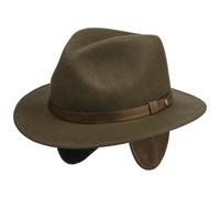 Stetson DEST Traveller Outdoor Hat Wool Felt Packable Earflaps Leather Band Men Autumn Winter Dark Brown L (58-59 cm)
