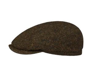 Stetson Devona Flat Cap Made in Germany Handmade Wool Melange Twill Leather Headband Men Autumn Winter