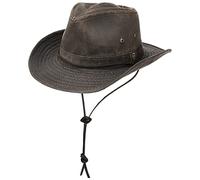 Stetson Diaz Outdoor Western hat for Men - Chinstrap and Flexible Brim - Cowboy hat Factor 40+ UV Protection - with Cotton in Washed-Out/Distressed Design - Summer/Winter Brown S (54-55 cm)