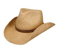 Stetson Fair Oaks Western Hat Cowboy Raffia Straw Leather Band Sun Protection Unisex Summer Nature L (58-59 cm)