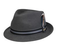 Stetson Galento Trilby Hat Wool Felt Asahi Guard Packable Stripe Band Feather Men Autumn Winter Grey XL (60-61 cm)