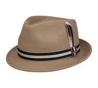 Stetson Galento Trilby Wool Felt Hat Asahi Guard Packable Stripe Band Feather Men Autumn Winter Beige
