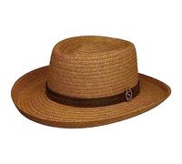 Stetson Gambler Toyo Hat Western Style Straw Fedora Leather Band Unisex Summer Nature-Brown S (54-55 cm)