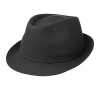 Stetson Geneva Linen Trilby Hat - Sun Hat Ladies/Men - Fabric Hat Made in Italy - Summer Hat with UV Protection 40+ - Spring/Summer Black 58 cm
