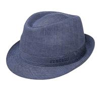 Stetson Geneva Linen Trilby Hat - Sun Hat Ladies/Men - Fabric Hat Made in Italy - Summer Hat with UV Protection 40+ - Spring/Summer Blue 59 cm