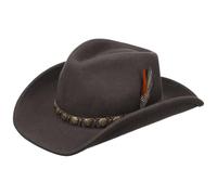 Stetson Hackberry Western Hat Men - Wool Cowboy Felt with Leather Trim Summer-Winter - M (56-57 cm) Brown