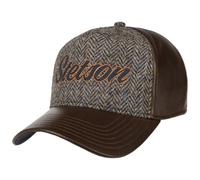 Stetson Harris Tweed Cap - Herringbone - Unisex - Winter Dark Brown One Size