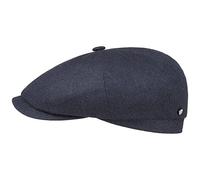 Stetson Hatteras Cashmere Silk Flat Cap Men - Made in Germany Pull on hat Virgin Wool with Peak, Lining, Lining Winter Autumn Spring Summer Summer-Winter - 60 cm Navy