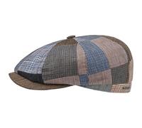 Stetson Hatteras Clarson Patchwork Flat Cap Men - Made in The EU Newsboy Linen with Peak, Lining Winter Autumn Spring Summer Summer-Winter - S (54-55 cm) Mixed Colours