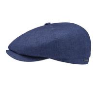 Stetson Hatteras Classic Linen Flat Cap Women/Men - Made in The EU Newsboy with Peak, Lining Winter Autumn Spring Summer Summer-Winter - 57 cm Blue-Mottled