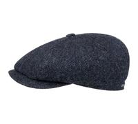 Stetson Hatteras Classic Wool Flat Cap Men - Newsboy with Peak, Lining, Lining Winter Autumn-Winter - 63 cm Black-Blue