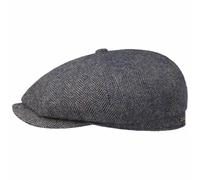 Stetson Hatteras Classic Wool Flat Cap Men - Newsboy with Peak, Lining, Lining Winter Autumn-Winter - 56 cm Blue-Grey