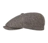 Stetson Hatteras Classic Wool Flat Cap Men - Newsboy with Peak, Lining, Lining Winter Autumn-Winter - 57 cm Dark Brown