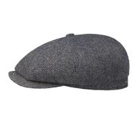 Stetson Hatteras Classic Wool Flat Cap Men - Newsboy with Peak, Lining, Lining Winter Autumn-Winter - 56 cm Blue-Grey