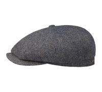 Stetson Hatteras Classic Wool Flat Cap Men - Newsboy with Peak, Lining, Lining Winter Autumn-Winter - 57 cm Blue-Grey