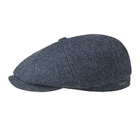 Stetson Hatteras Classic Wool Flat Cap Men - Newsboy with Peak, Lining, Lining Winter Autumn-Winter - 57 cm Navy