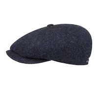 Stetson Hatteras Classic Wool Flat Cap Men - Newsboy with Peak, Lining, Lining Winter Autumn-Winter - 61 cm Black-Blue