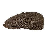 Stetson Hatteras Classic Wool Flat Cap Men - Newsboy with Peak, Lining, Lining Winter Autumn-Winter - 64 cm Brown-Black