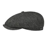Stetson Hatteras Classic Wool Flat Cap Men - Newsboy with Peak, Lining, Lining Winter Autumn-Winter - 64 cm Grey-Black