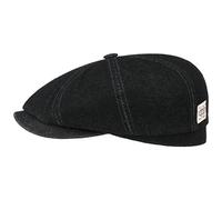 Stetson Hatteras Robust Denim Flat Cap Men - Cotton with Lining, Peak Autumn Summer Spring Winter Summer-Winter - L (58-59 cm) Black