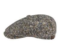 Stetson #x Hatteras Donegal Peaked Cap for Ladies/Men - Made in The EU - Made from 100% Virgin Wool - 100% Cotton Lining - Color Variety - Flat Cap for Autumn/Winter Beige-Blue