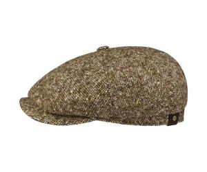 Stetson Hatteras Donegal Peaked Cap for Ladies/Men - Made in The EU - Made from 100% Virgin Wool - 100% Cotton Lining - Color Variety - Flat Cap for Autumn/Winter Brown