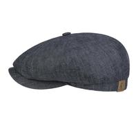 Stetson Hatteras Men's/Women's Linen Flat Cap - Cap with Cotton Lining - Newsboy Cap with UV 40+ Sun Protection - Spring/Summer Peaked Cap - Baker boy Cap Denim 57 cm