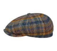 Stetson Hatteras Flat Cap Plaid Shetland Wool Newsboy Checked Men Autumn Winter Blue-Yellow