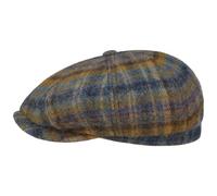 Stetson Hatteras Flat Cap Plaid Shetland Wool Newsboy Checked Men Autumn Winter Blue-Yellow