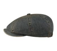 Stetson Hatteras Flat Cap Vintage Distressed Denim Look Cotton Unisex Autumn Winter