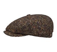 Stetson Hatteras Flat Cap Wool Herringbone Multicolored Dots Men Autumn Winter Brown-Blue