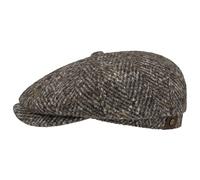 Stetson Hatteras Flat Cap Wool Herringbone Multicolored Dots Men Autumn Winter Grey
