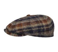 Stetson Hatteras Flatcap Plaid Shetland Wool Newsboy Cap Checked Pattern Men Autumn Winter Navy XXL (62-63 cm)