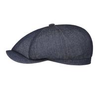 Stetson Hatteras Flatcap Pure Denim Sustainable Cotton Flat Cap Melange Look Made in EU Unisex Summer Denim-Navy XL (60-61 cm)