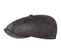 Stetson Hatteras Goat Suede Leather Flat Cap Men - Flat Cap Handmade in Germany - Men’s Cap Made of Genuine Leather (Goatskin) - Flat Cap with Satin Lining - Summer/Winter Peaked Cap