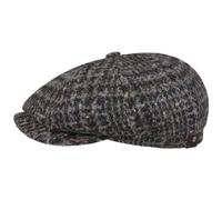 Stetson Hatteras Hoback Flatcap Oversize Virgin Wool Melange Cap Made in EU Men Autumn Winter Beige-Blue 63 cm