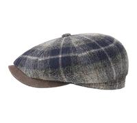 Stetson Hatteras Lambswool Check Flat Cap Men - Made in the EU hat with Peak, Lining Winter Autumn-Winter