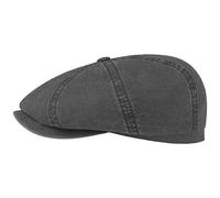 Stetson Hatteras Newsboy Cap Made of Organic Cotton Men - Sustainable Cotton Cap - Flat Cap with UV Protection 40 - Vintage Peaked Cap - Spring/Summer Black XXL (62-63 cm)