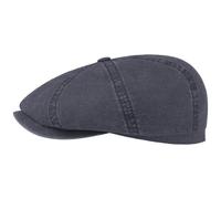 Stetson Hatteras Newsboy Cap Made of Organic Cotton Men - Sustainable Cotton Cap - Flat Cap with UV Protection 40 - Vintage Peaked Cap - Spring/Summer Blue L (58-59 cm)