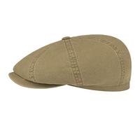 Stetson Hatteras Newsboy Cap Made of Organic Cotton Men - Sustainable Cotton Cap - Flat Cap with UV Protection 40 - Vintage Peaked Cap - Spring/Summer Khaki M (56-57 cm)