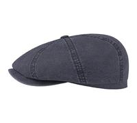 Stetson Hatteras Newsboy Cap Made of Organic Cotton Men - Sustainable Cotton Cap - Flat Cap with UV Protection 40 - Vintage Peaked Cap - Spring/Summer Blue XXL (62-63 cm)