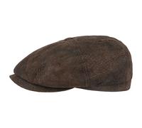 Stetson Hatteras Pigskin Flat Cap for Men - Peaked Leather Cap - Flat Cap with Lining - Cap - Men's Summer/Winter Cap - Balloon Cap Brown XL (60-61 cm)