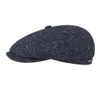Stetson Hatteras Shetland Wool Flat Cap - Peaked Cap for Men - Made of Shetland Wool - Lined with Cotton - Fall/Winter Navy 57 cm